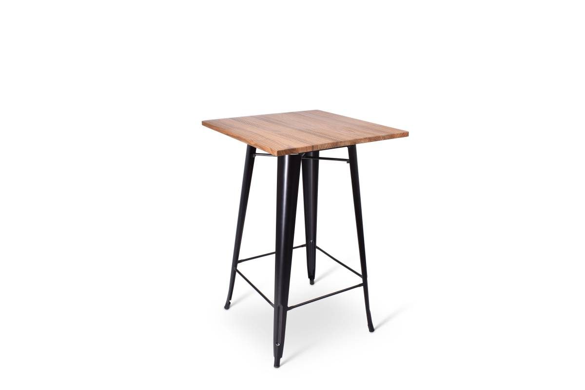 Natura High Table – 70×70 cm Wooden Top with Black Metal Frame