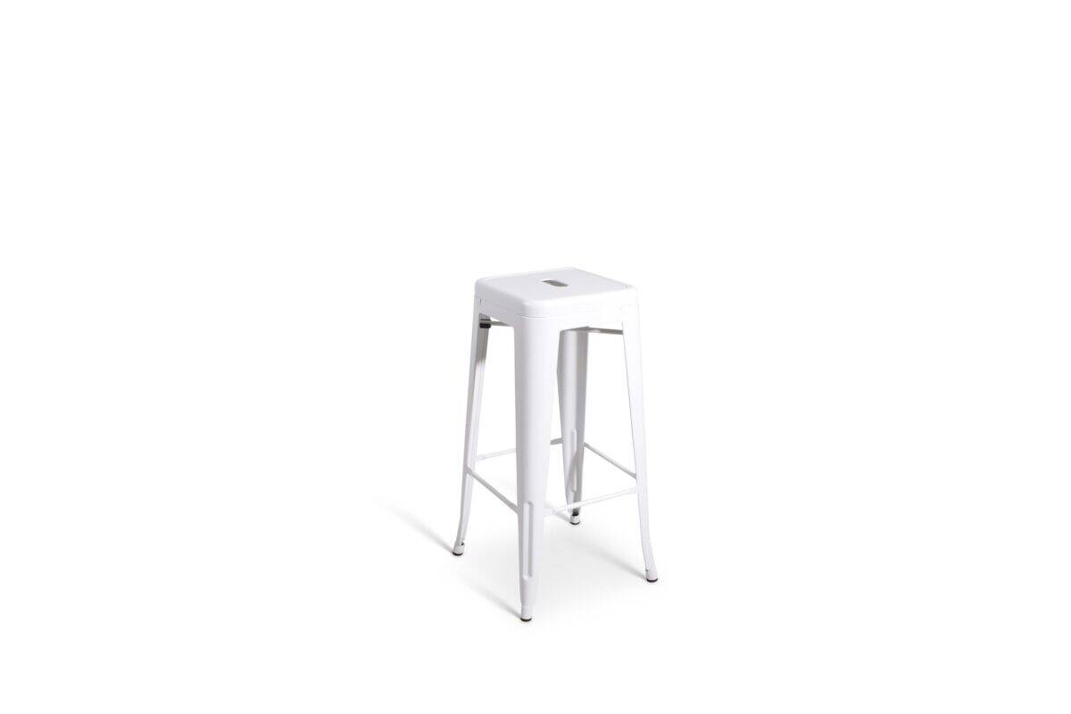 High Stool “Industry” – White Metal (Bar Height)
