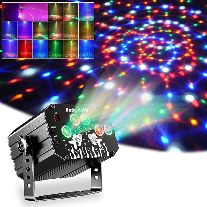 Disco Ball Party Light – Music Activated with Remote & USB, 61 Patterns