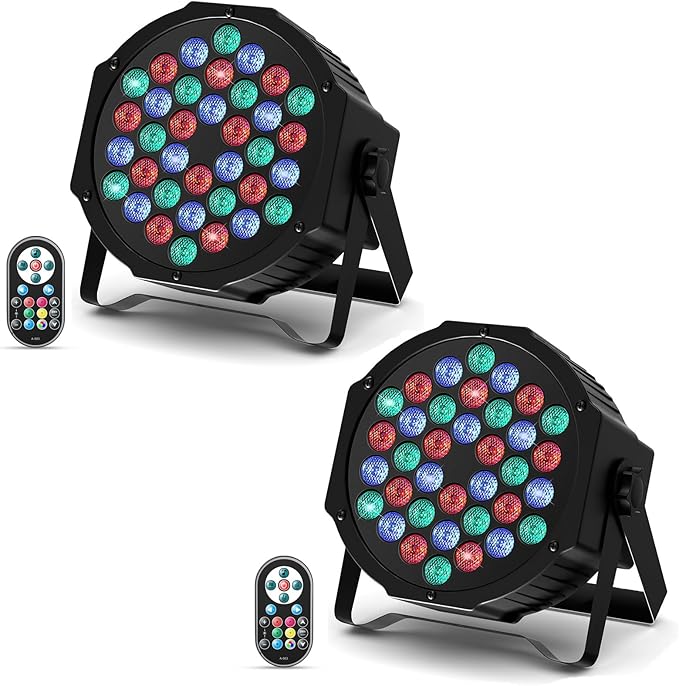 2 RGB Party Lights – Music-Activated with Remote Control