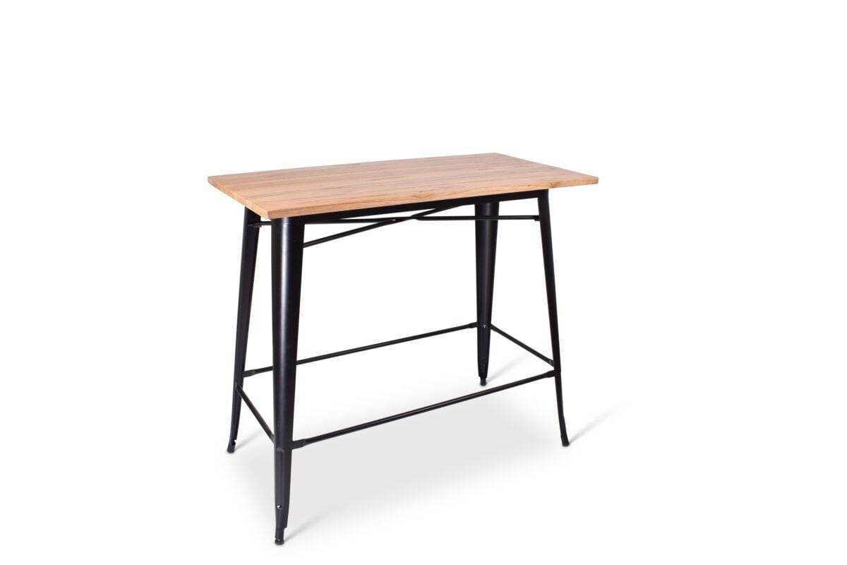 Natura High Table – 120×60 cm Wooden Top with Black Metal Frame