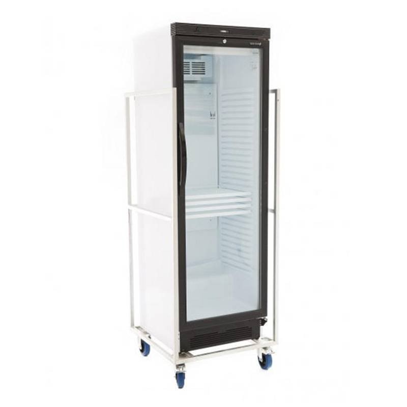 Glass Door Fridge – 380 L on Wheels (Ventilated Cooling)