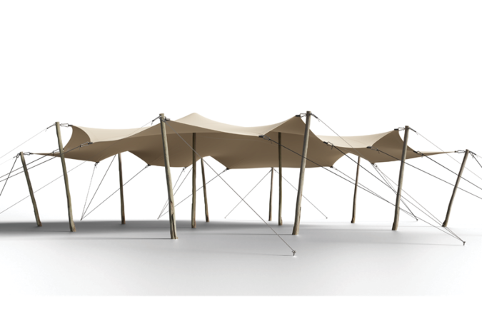 Stretch Tent – 8.5×10 m Sand Color (Flexible Outdoor Canopy)